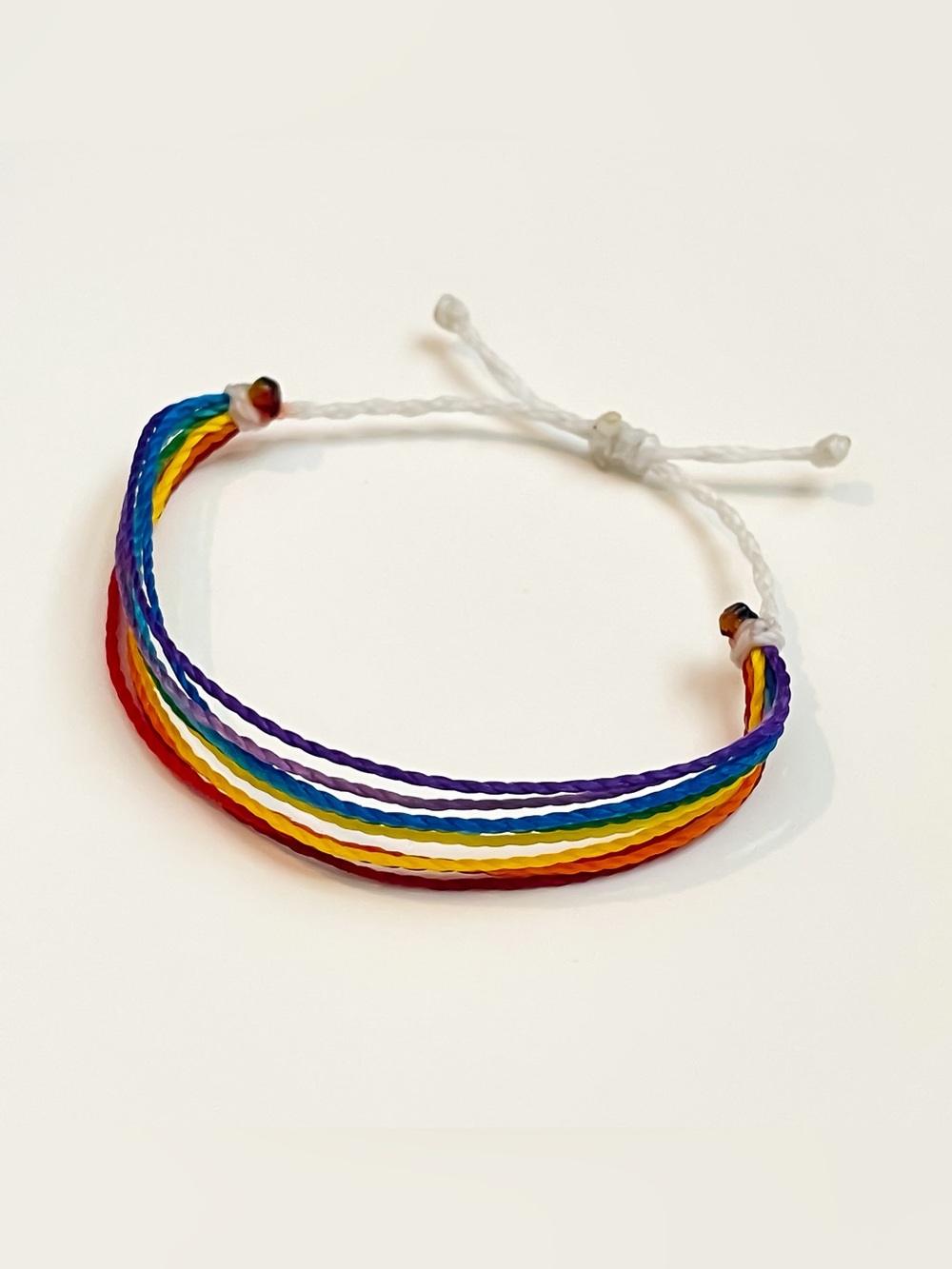 Rainbow Cord Friendship Bracelet with White Tie